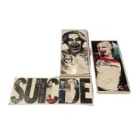 A trio of DC's Suicide Squad wall canvases. Featuring Margot Robbie as Harley Quinn, Jared Leto as