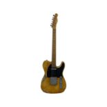 An electric Telecaster-shape guitar in butterscotch in accompanying Spider hardcase.