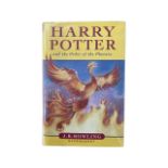 A first edition hardbound copy of Harry Potter and the Order of the Phoenix, by JK Rowling, 2003: