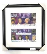 A pair of autographed Dr Who promotional stamp sheets from the 2000 Stamp Show, Earls Court and Dr