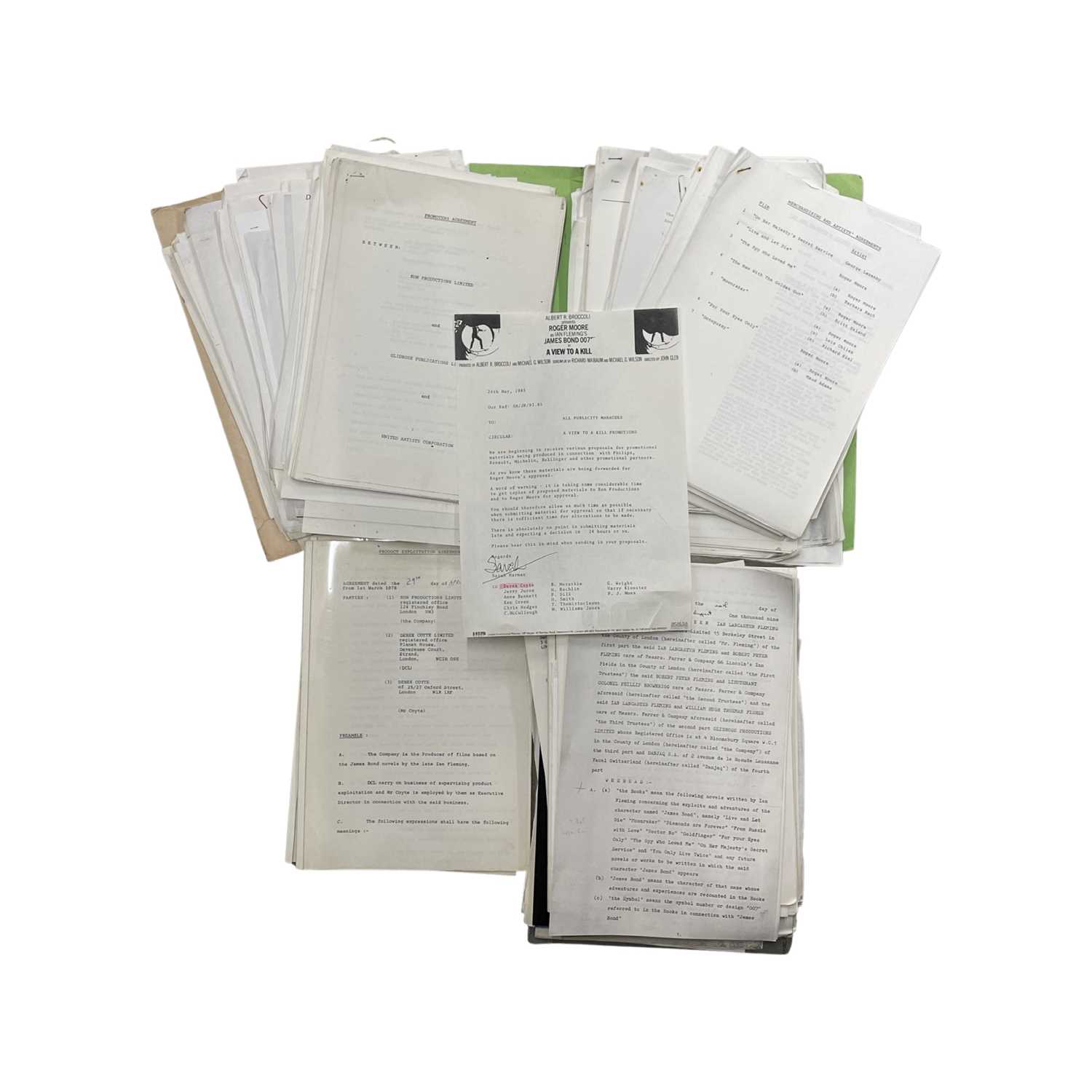 A large quantity (some photocopies) of draft contracts, mechandising mandates, artist contracts,