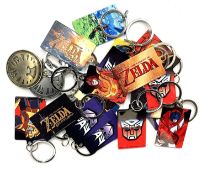 A quantity of metal keyrings of video game / cartoon interest, to include: - The Legend of Zelda -