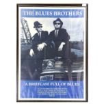 A framed and glazed vintage UK film poster for The Blue Brothers (Landis 1980) featuring Dan Aykroyd