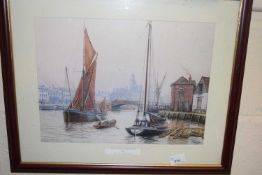 Mick Bensley, Leaving Harbour, coloured print, framed and glazed
