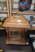 Late 19th or early 20th Century mantel clock in architectural case with brass movement striking on