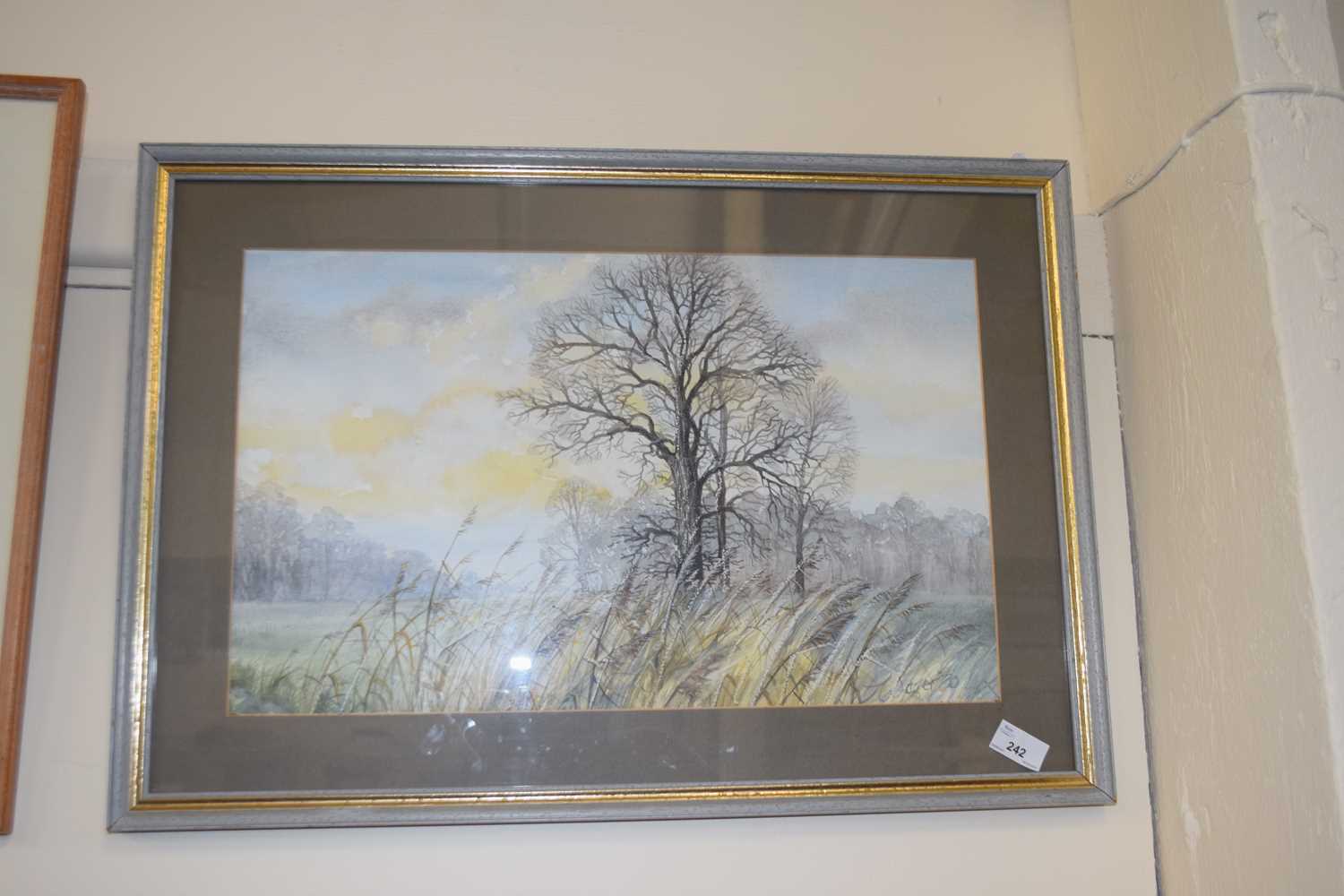 Janet Wager, Reeds Shaken by the Wind, watercolour, framed and glazed