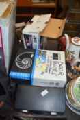 Mixed Lot: Portable typewriter, box of assorted door knobs and a JVC car stereo