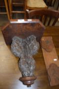 Carved oak wall bracket together with a folding book rack (2)