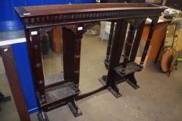 Large Victorian Style Overmantle with Turned Supports and Three Bevelled Mirror