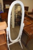 Modern cheval mirror in white painted frame