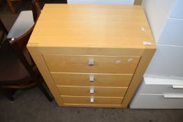 Modern light wood four drawer bedroom chest