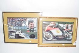 Motor Sport interest - signed photographic print Mike Hailwood and further signed print Alan