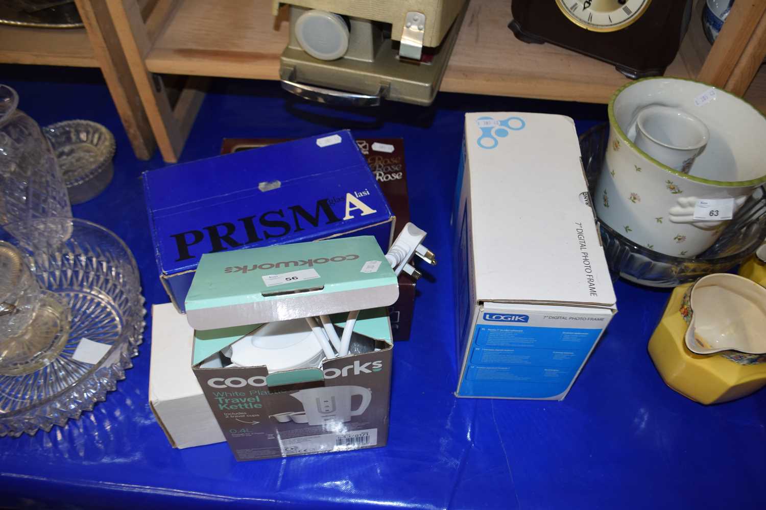 Mixed Lot: Various boxed glass wares, travel kettle and other items