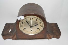 Early 20th Century oak dome topped mantel clock