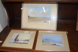 Alan Runagall, group of three small watercolours, boating and estuary scenes