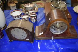 An arch top mahogany mantel clock together with one other, for repair