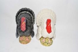 Two Royal Doulton Bernard Matthews commemorative turkeys, black and white editions with boxes and