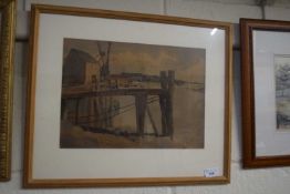 George Leech, Wyvenhoe, watercolour, framed and glazed