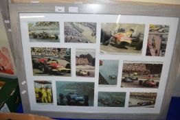 Framed montage print, vintage racing