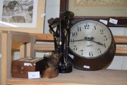 Mixed Lot: A Gents of Leicester wall clock, a cribbage board, a small horses head wall plaque and