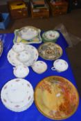 Mixed lot comprising three Royal Doulton Gaylee pattern dishes, a Japanese Satsuma circular dish,