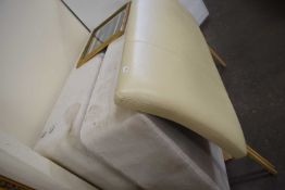 Double divan bed base with white leather headboard