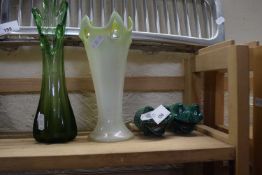 Mixed Lot: Two Art Glass vases and two plant pot watering frogs