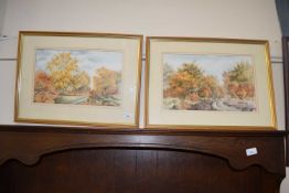 Maureen Warner, two watercolour studies, autumn scenes