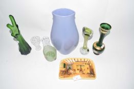 Mixed Lot: Various assorted glass vases, wall plaque etc