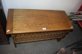 Modern oak blanket box with carved decoration