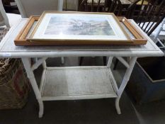 Painted bamboo two tier occasional table