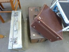 Vintage metal suitcase and two others