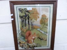 Framed tapestry picture of a squirrel