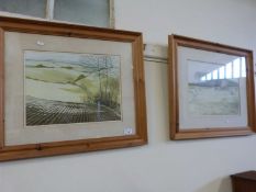 Two coloured prints, harvest and ploughing scenes, framed and glazed
