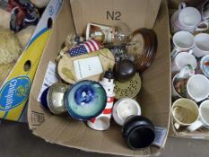 One box of various household ceramics and other items