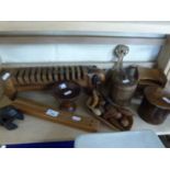 Mixed Lot: Various Treen items to include an elephant shaped CD stand, various small boxes,