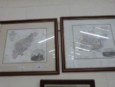 Two coloured maps, Northampton and Essex, framed and glazed together with a further limited