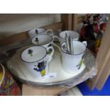 Mixed Lot: Dressing table tray, bone china mugs and Parker ballpoint pens