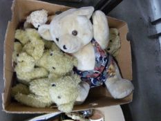 One box of assorted teddy bears