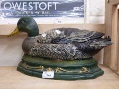 Duck shape cast iron doorstop