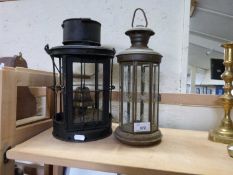 A vintage parafin lantern and one other