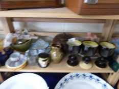 Mixed Lot: A Wade Nat West piggy bank, modern pottery goblets, tea wares, ornaments etc