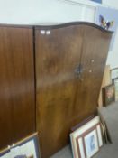 Walnut veneered double door wardrobe