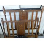 Oak and iron single bed frame with barley twist uprights
