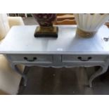 Silver painted two drawer side table