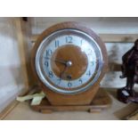 Art Deco style mantel clock in oak veneered case