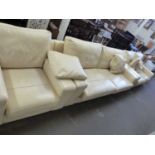 Modern cream leather three seater sofa with matching two seater sofa and armchair (3)