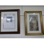 Two contemporary coloured portrait prints of ladies, framed and glazed