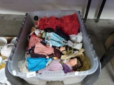 Box of various world costume dolls