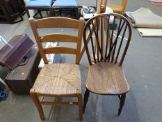 Elm seated kitchen chair and one other (2)